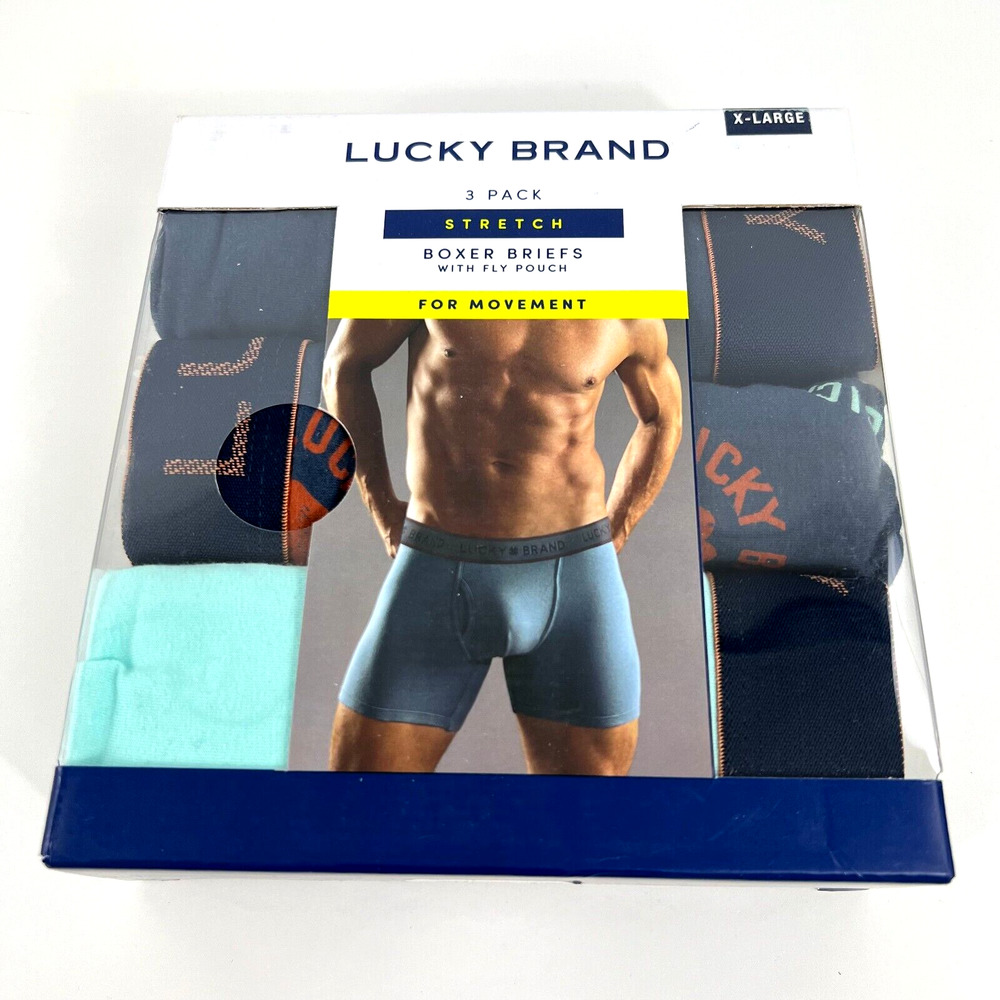 Lucky Brand 3 Pack Men Knit Boxer Briefs with Fly Pouch Cotton Underwear Size XL - Picture 15 of 16